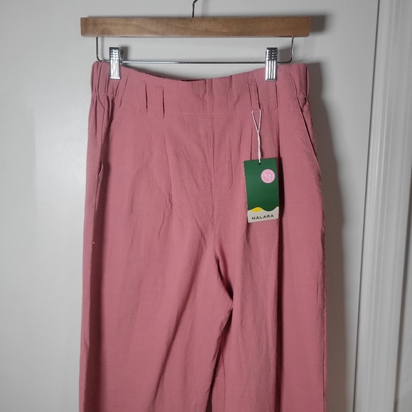 Halara High Waisted Side Pocket Wide Leg Casual Pants | Pink Rosette | Size Medi - Picture 3 of 6